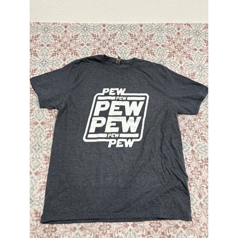 Gildan Pew Pew Pew Graphic T-Shirt Mens XL Gray Heather Short Sleeve Tee